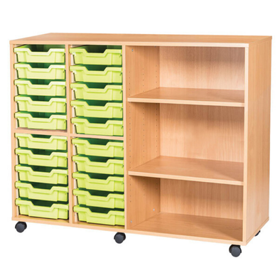 Mobile 20 Tray Quad Unit With Shelving - Educational Equipment Supplies