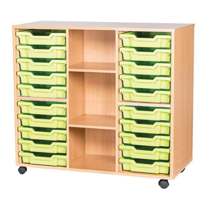 Mobile 20 Tray Triple Unit With Shelving - Educational Equipment Supplies