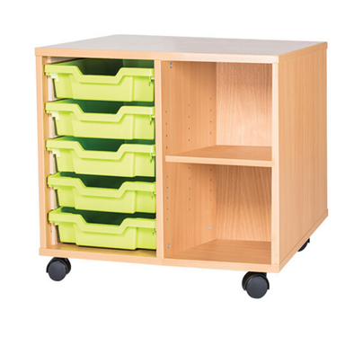 Mobile 5 Tray Double Unit With Shelving - Educational Equipment Supplies
