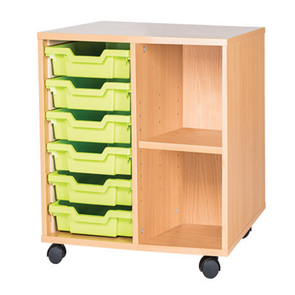 Mobile 6 Tray Double Unit With Shelving - Educational Equipment Supplies