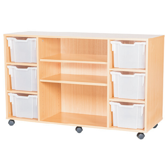 Mobile 6 Extra Deep Tray Quad Unit With Shelving - Educational Equipment Supplies