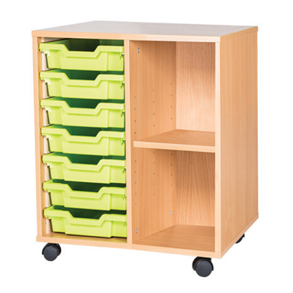 Mobile Tray Store With Shelving - 7 Trays H697 x W690 x D460mm