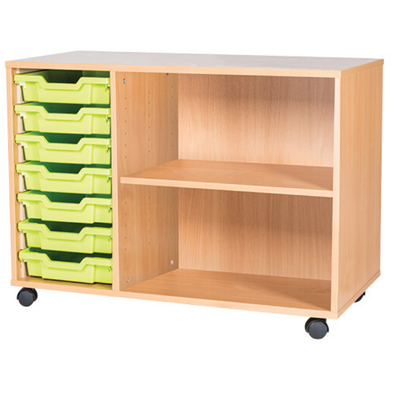 Mobile 7 Tray Triple Unit With Shelving - Educational Equipment Supplies