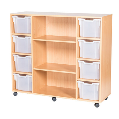 Mobile 8 Extra Deep Tray Quad Unit With Shelving - Educational Equipment Supplies