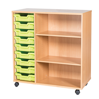 Mobile 9 Tray Triple Unit With Shelving - Educational Equipment Supplies