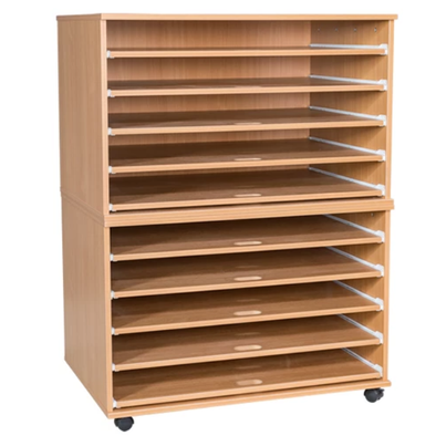Mobile & Static 10 Sliding Shelves A1 Paper Storage - Educational Equipment Supplies