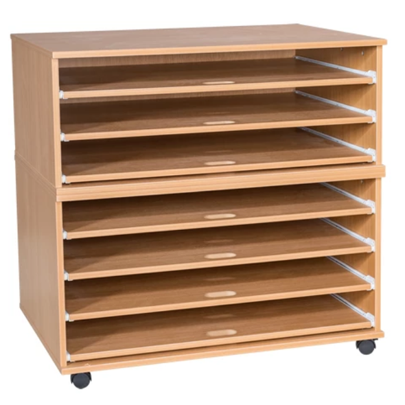 Mobile & Static 7 Sliding Shelves A1 Paper Storage - Educational Equipment Supplies