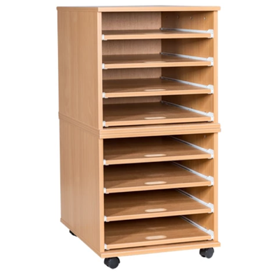 Mobile & Static 8 Sliding Shelves A2 Paper Storage - Educational Equipment Supplies