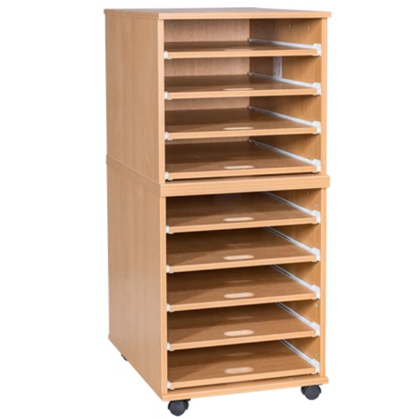 Mobile & Static 9 Sliding Shelves A2 Paper Storage - Educational Equipment Supplies