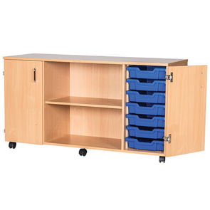 Quad Bay Tray Cupboard Storage Unit -  14 Trays - Educational Equipment Supplies