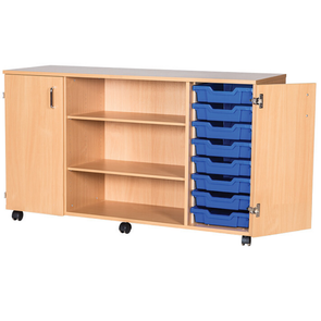 Quad Bay Tray Cupboard Storage Unit -  16 Trays - Educational Equipment Supplies