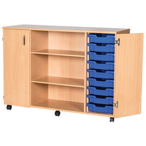Quad Bay Tray Cupboard Storage Unit -  18 Trays - Educational Equipment Supplies