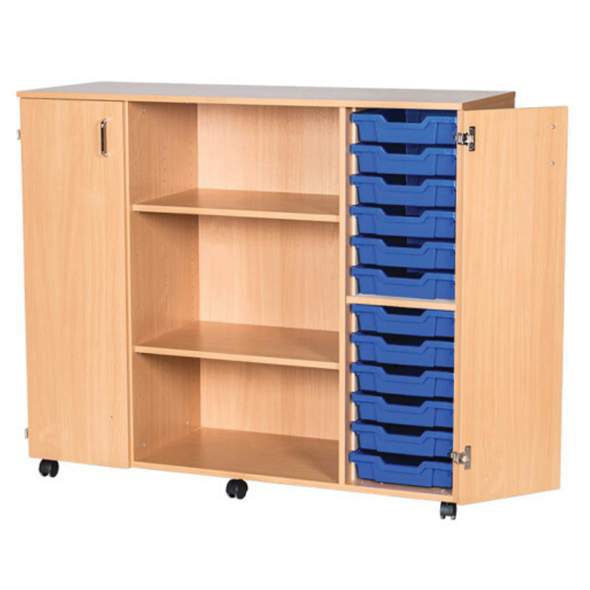 Quad Bay Tray Cupboard Storage Unit -  24 Trays - Educational Equipment Supplies