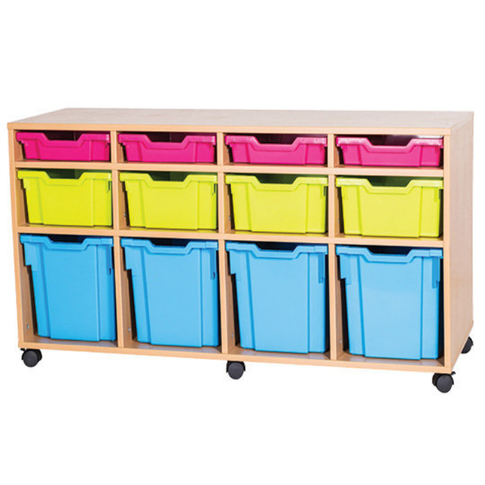Quad Column 4 x Shallow 4 x Deep 4 x Jumbo Tray Mobile Storage Unit ...