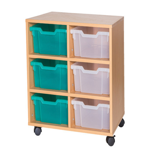 Double Column 6 Deep Tray Mobile Storage Unit - Educational Equipment Supplies