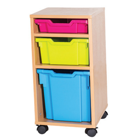 Single Column 1 x Shallow 1 x Deep 1 x Jumbo Tray Mobile Storage Unit - Educational Equipment Supplies