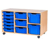 Triple Column 6 Shallow, 3 Deep, 3 Extra Deep Tray Mobile Storage Unit - Educational Equipment Supplies