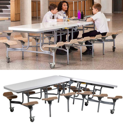 Primo Mobile Folding School Dining Table 12 Seat Rectangular - White Gloss - W3080 x D1500mm 12 Seat Primo Mobile Folding School Dining Tables - White Gloss - W3080 x D1500mm  www.ee-supplies.co.uk