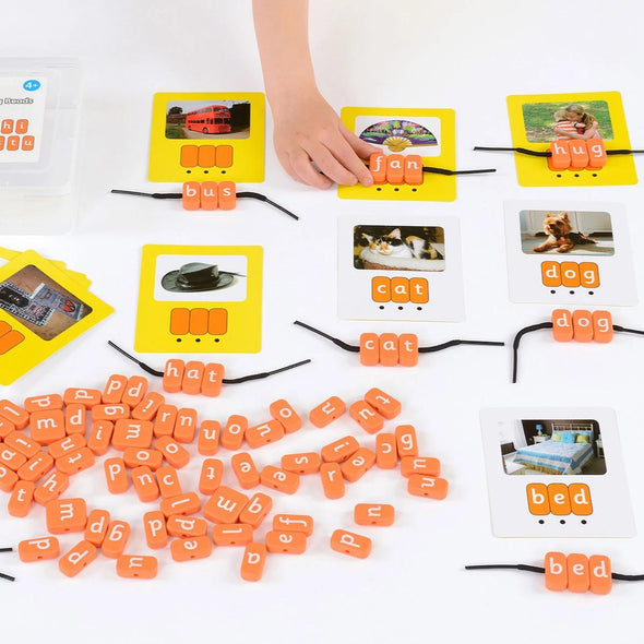 Systematic Phonics Lacing Beads - CVC Set Phase 2 - Educational Equipment Supplies