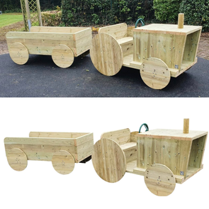 Wooden Playground Tractor & Trailer The Curriculum Wooden Cabin | www.ee-supplies.co.uk