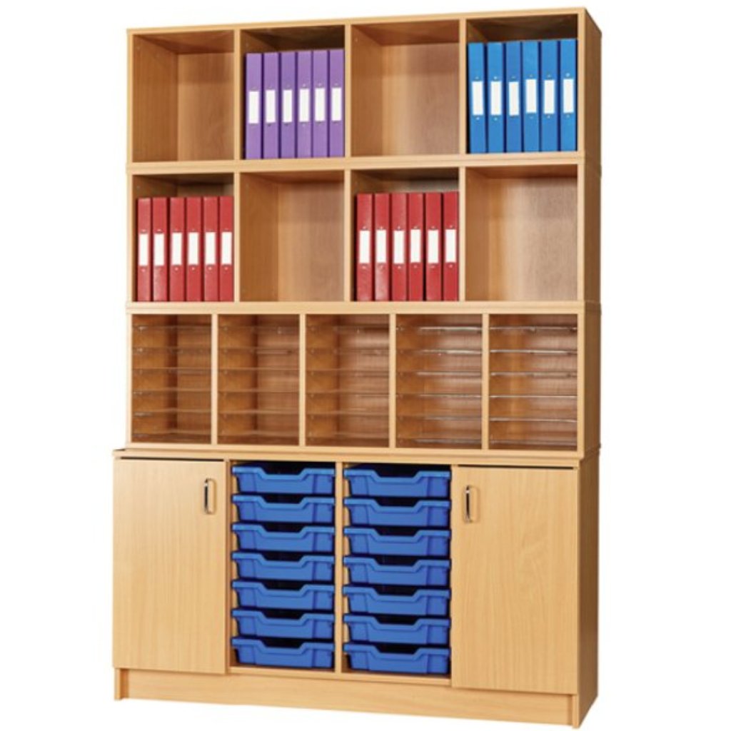 Small Multi Storage Unit Pigeon Hole Multi Storage Unit 5 + Cupboard - W1362 x D480 x H1980mm ...