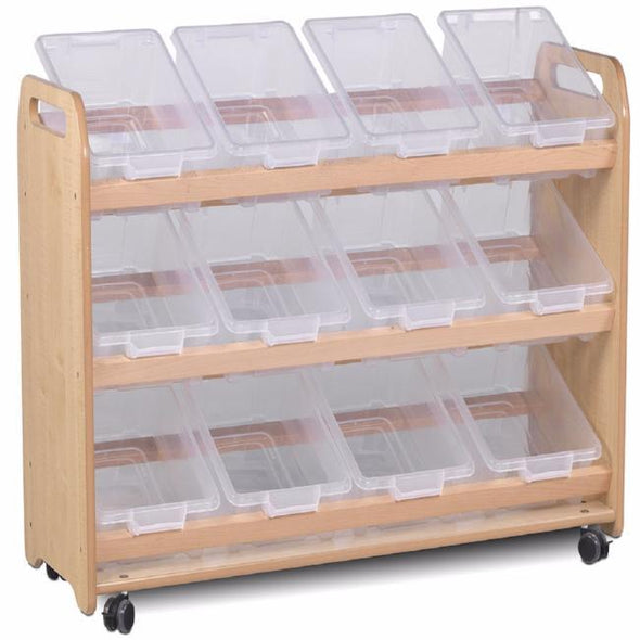 Playscapes Tilt Tray Storage Unit - 12 X Clear Tubs - Educational Equipment Supplies