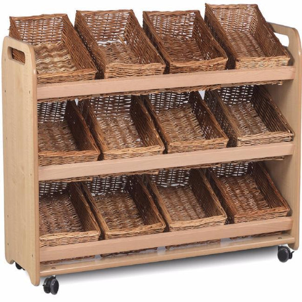 Playscapes Tilt Tray Storage Unit - 12 X Wicker Trays - Educational Equipment Supplies