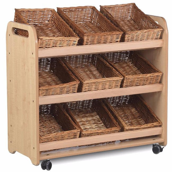 Playscapes Tilt Tray Storage Unit -9 x Wicker Trays - Educational Equipment Supplies