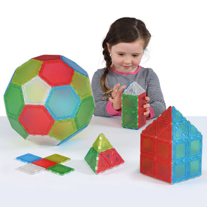 Translucent Solid Magnetic Polydron Essential Shapes Set - 104 Pieces - Educational Equipment Supplies