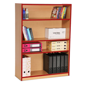 Value Coloured Edge Open Wooden Bookcase 1 Fixed & 2 Adj Shelves - H125cm Value Coloured Edge Open Wooden Bookcase 1 Fixed & 2 Adj Shelves - H125cm | Book Display | www.ee-supplies.co.uk