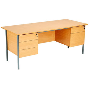 Basic Rectangular Double Pedestal Desk 4 x Drawers - Educational Equipment Supplies