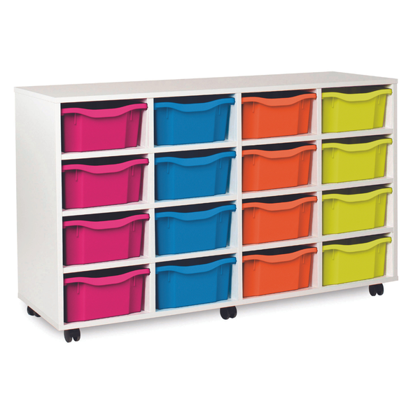 White Mobile Tray Storage Unit - 16 Deep Trays White 16 Deep Tray Storage Units | School Tray Storage | www.ee-supplies.co.uk