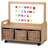 Playscapes Mobile Low Level Storage Unit & Magnetic Panel - 3 x Wicker Trays - Educational Equipment Supplies