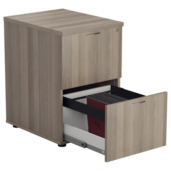 Wooden Filing Cabinet - 2 Drawer - Grey Oak