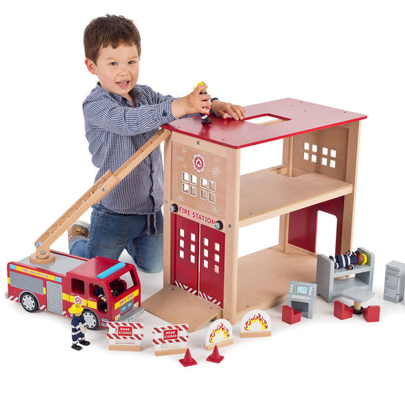 Wooden Fire Station & Fire Engine Set Wooden Fire Station & Fire Engine Set | Wooden Toys | www.ee-supplies.co.uk