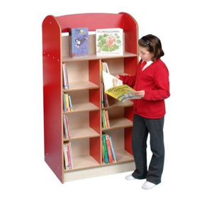 York Double Sided 1500 Bookcase - Red/Maple - Educational Equipment Supplies