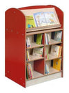 York Double Sided 1200 Bookcase + Lecturn - Red/Maple - Educational Equipment Supplies