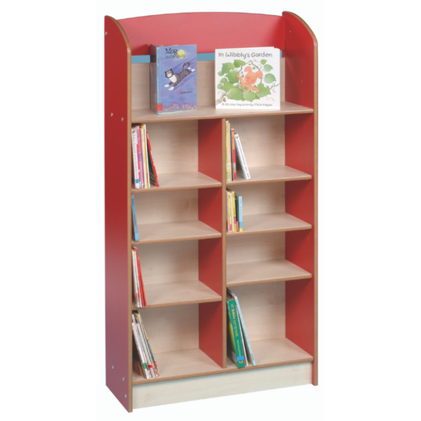 York Single Sided 1500 Bookcase Red/Maple - Educational Equipment Supplies