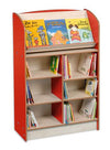 York Single Sided 1200 Bookcase + Lecturn - Red/Maple - Educational Equipment Supplies