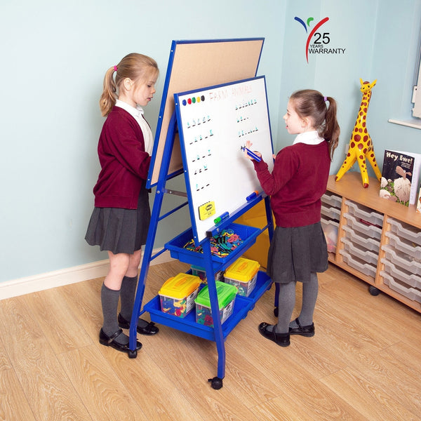 Youngstart Double Boarded Mobile ‘A-Frame’ Whiteboard Easel Landscape Style - Blue